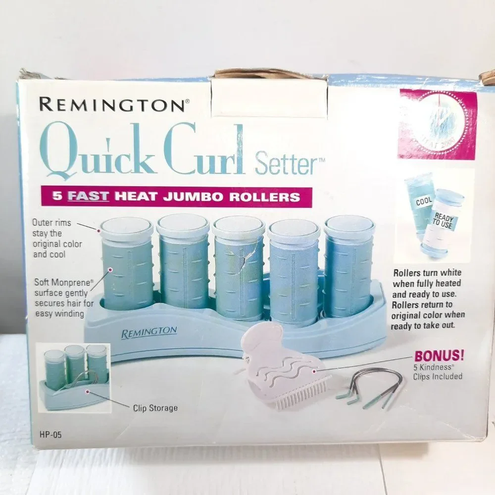 Vintage Remington Quick Curl Setter 5 Fast Heat Jumbo hot Rollers Hp-05 WORKS‎